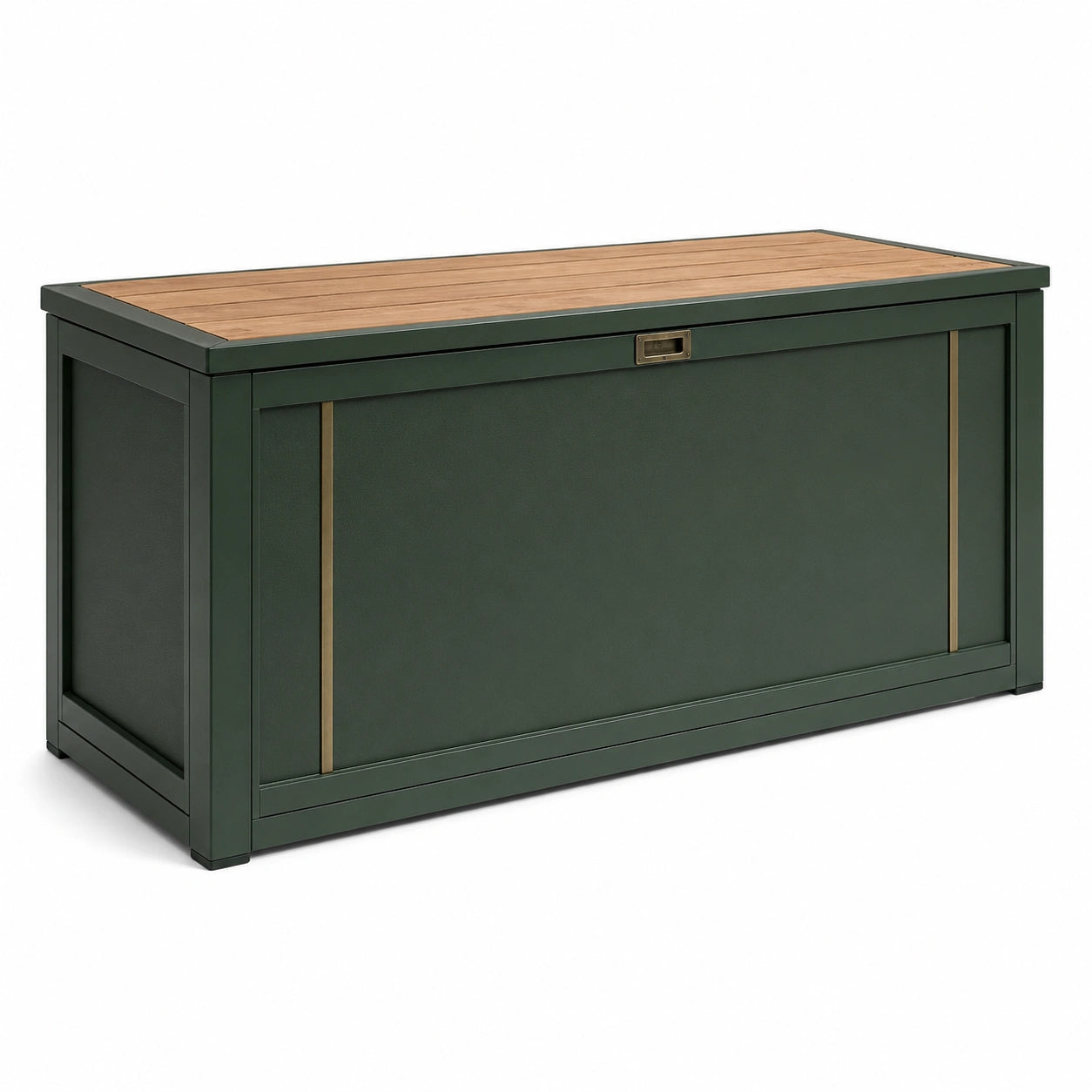 Cofre de metal y madera de pino 150x60x65 cm verde