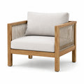 Sillón de madera de teca y cuerda beige