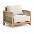 Sillón de madera de teca con cuerda y cojines de poliéster beige