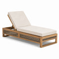 Tumbona de madera de teca y cuerda sintética beige con cojines de poliéster