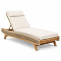 Tumbona de madera de teca con cojines de poliéster beige