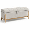 Banco de almacenamiento de tela con estructura de madera 130x45x45cm