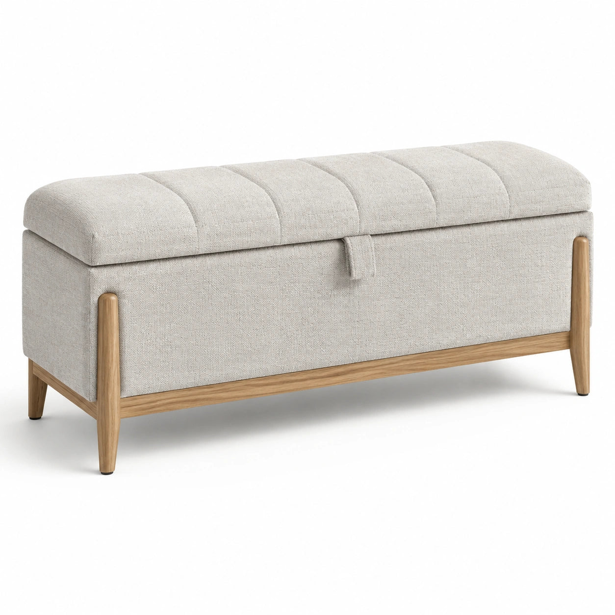 Banco de almacenamiento de tela con estructura de madera 130x45x45cm
