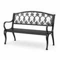 Banco de jardín de hierro fundido negro con respaldo decorativo 127 cm