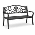 Banco de acero negro con diseño decorativo 128 cm