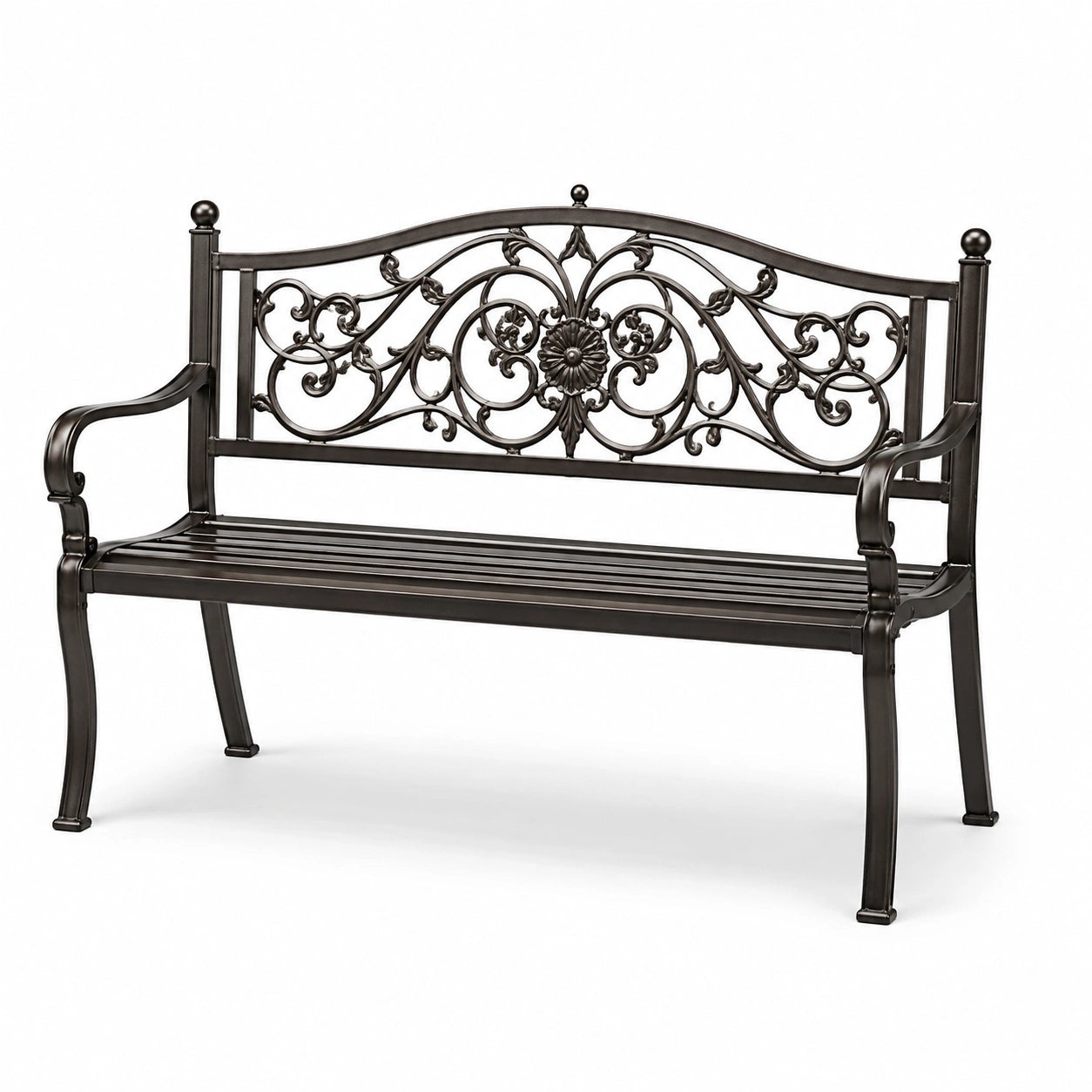Banco de jardín de hierro fundido 128x60x85 cm negro