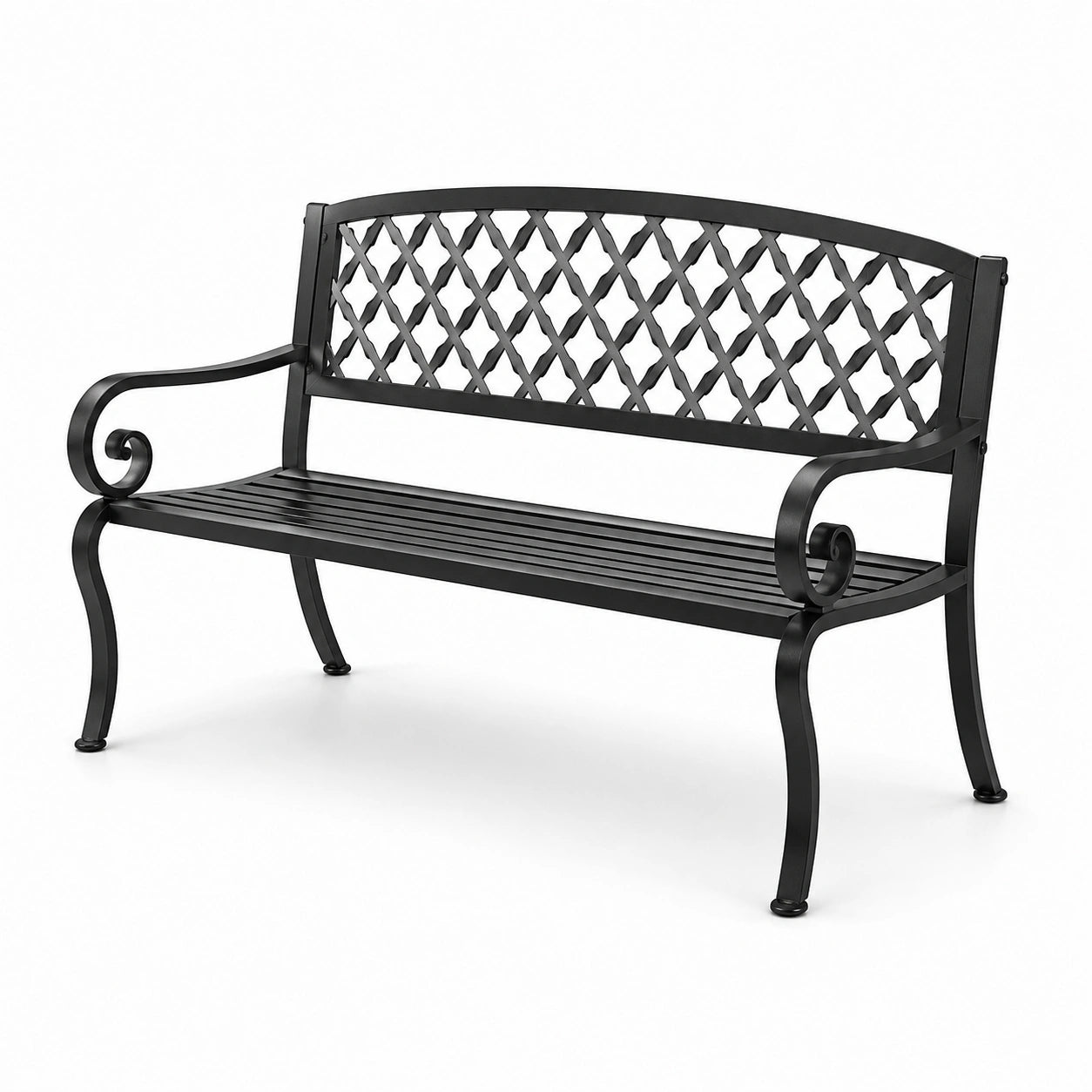 Banco de metal negro para exterior