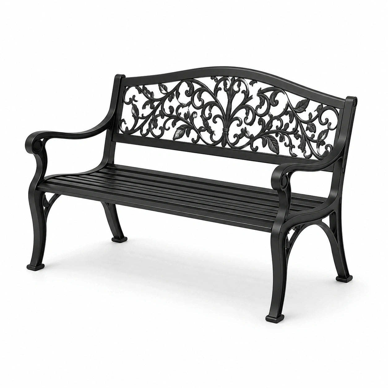 Banco de hierro fundido con diseño floral 120 cm