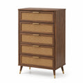 Cajonera de madera y ratán 5 cajones marrón 120cm