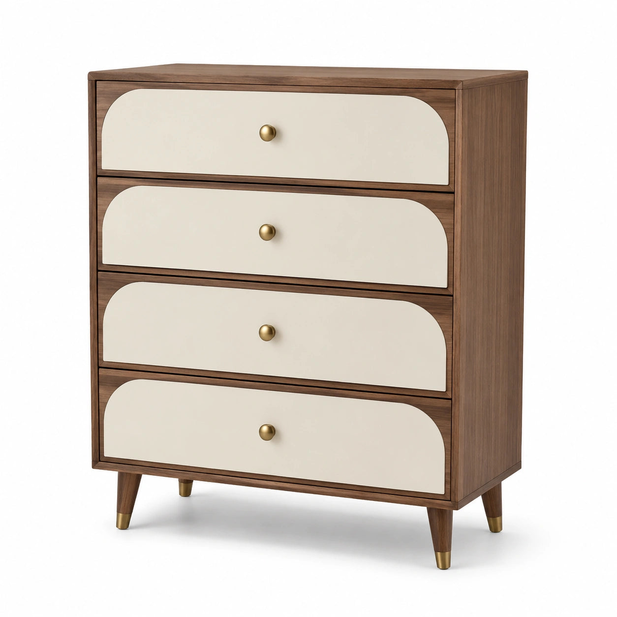 Cajonera de Madera y MDF con 4 Cajones y Tiradores de Latón