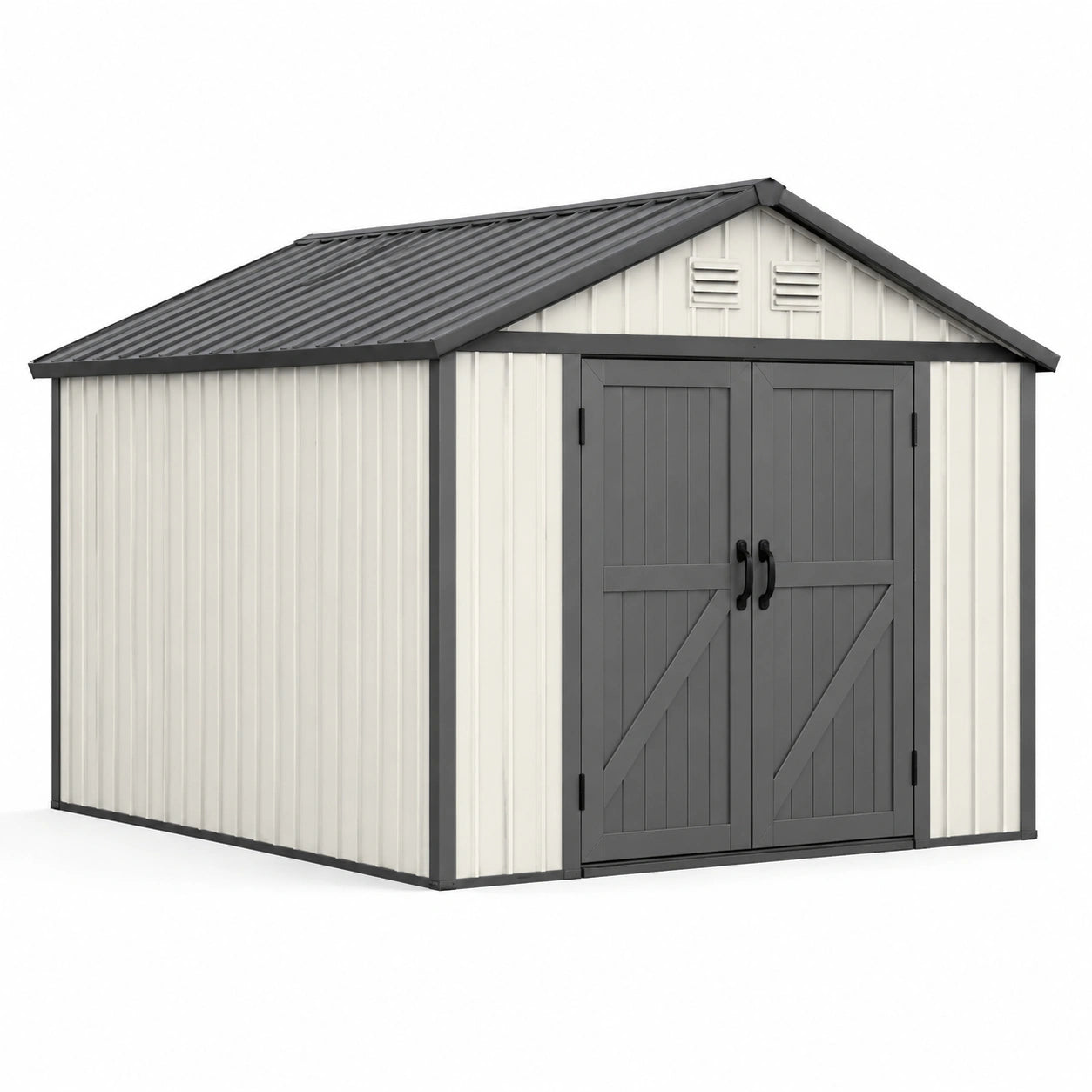 Cobertizo de acero galvanizado 277x319x192 cm blanco/gris