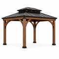 Cenador de Madera de Cedro y Techo de Acero Galvanizado Marrón/Negro