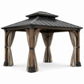 Pérgola de madera y metal 3x4m con cortinas de poliéster