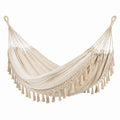 Hamaca de Macramé Algodón con Flecos Beige 200x150 cm